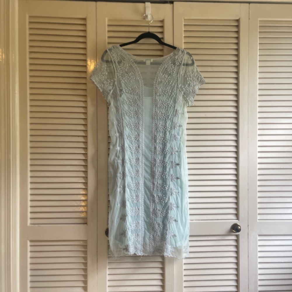 Sundance Embroidered Mesh Overlay Dress - Picture 3 of 16